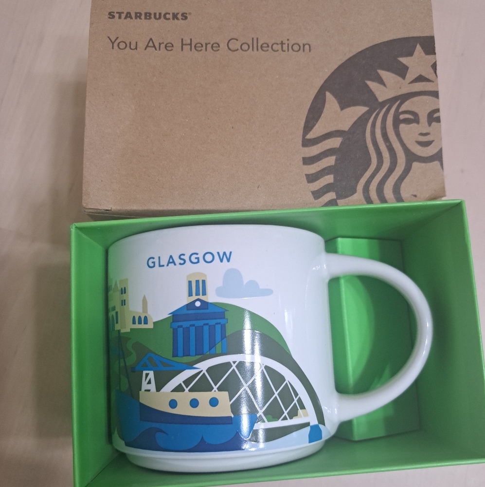 Starbucks You Are Here Glasgow Mug with Blue and Green Design
